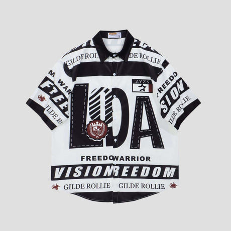 100% cotton shirt with artistic letter print and street style.