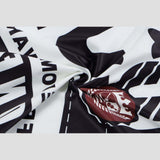 Unisex shirt with a turn-down collar, artistic letter print, and street style.