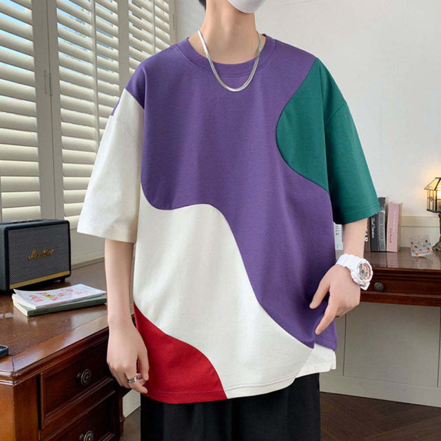 Oversized fit street jacket with graffiti and color-block design