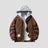 Corduroy Hooded Cotton-Padded Jacket in Classic Navy Blue with Hood Up