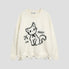 Sweater featuring soft knit fabric and delicate cat embroidery design.
