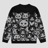 Dark Cat Jacquard Knit Sweater