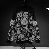 Dark Cat Jacquard Knit Sweater