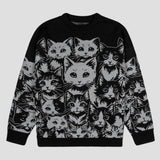 Dark Cat Jacquard Knit Sweater
