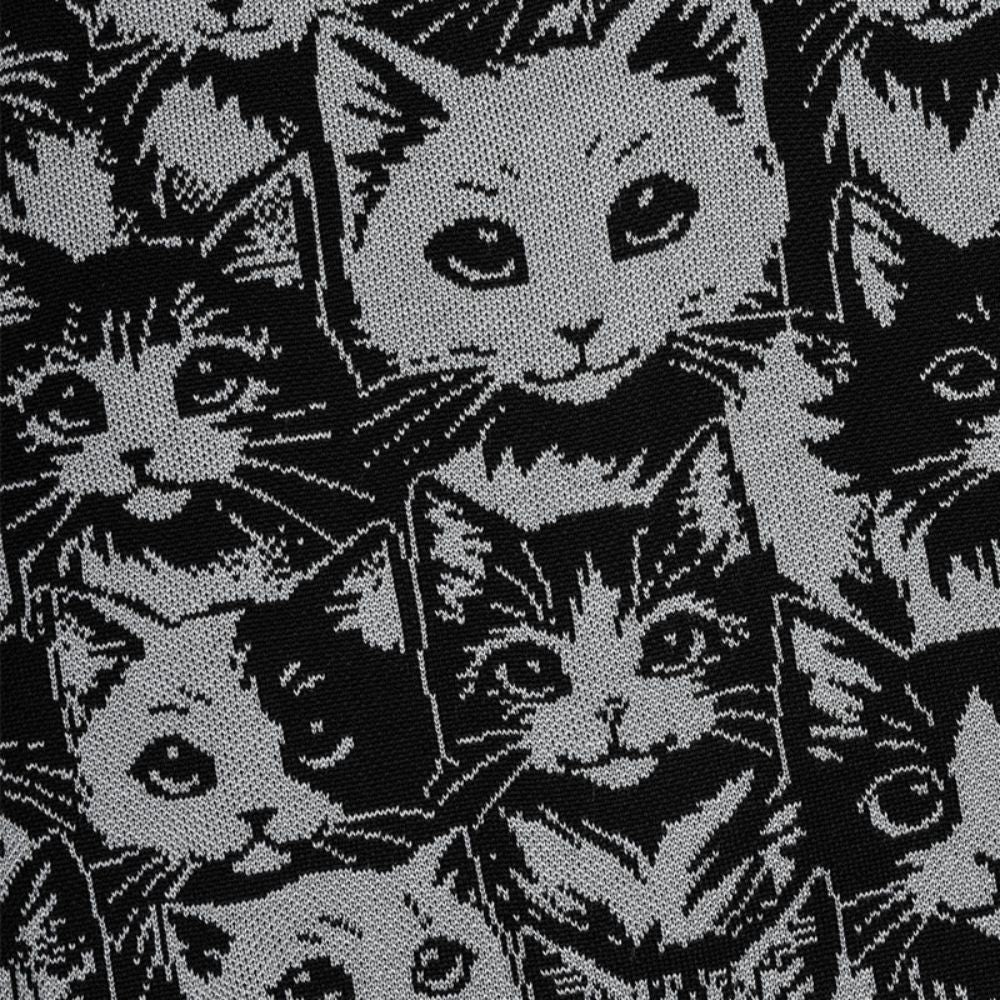 Dark Cat Jacquard Knit Sweater
