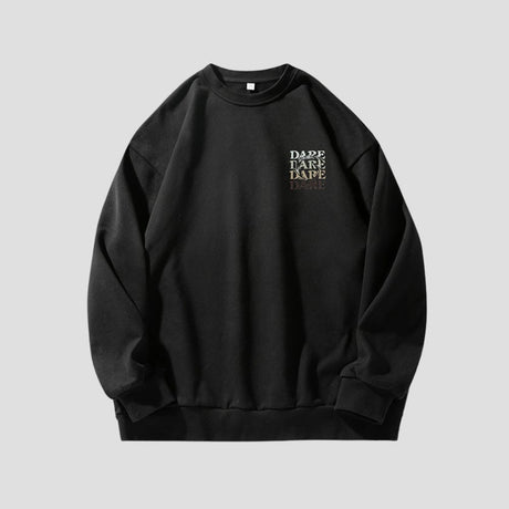 Front view of the Distorted Letter Print Sweatshirt with unique letter design