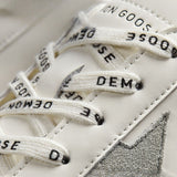 Close-up of the detailed stitching on Distressed Leather Sneakers