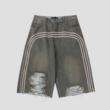 Hip-hop style distressed plus size denim shorts