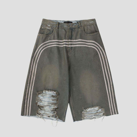 Hip-hop style distressed plus size denim shorts