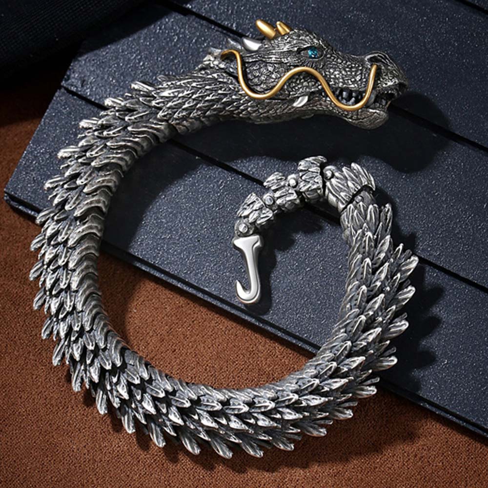 Silver-Dragon-Head-Bracelet