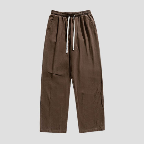 Front view of the Draped Cotton Casual Pants showcasing the relaxed fit