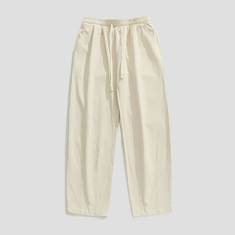 Front view of the Draped Cotton Casual Pants showcasing the relaxed fit