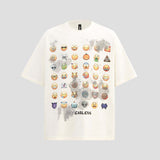 Abrasion-resistant loose fit tee with emoji graffiti design