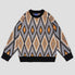 Stylish sweater featuring ethnic diamond pattern design
