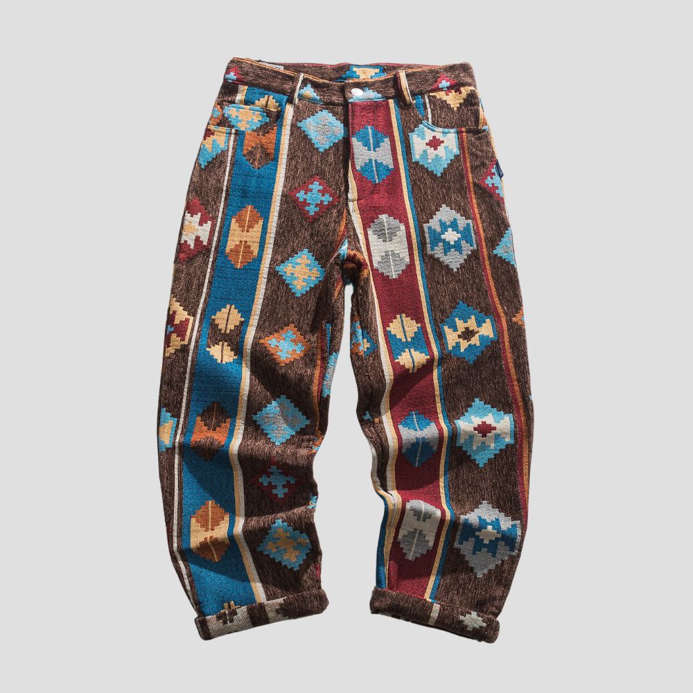 Vintage Ethnic Print Loose Pants