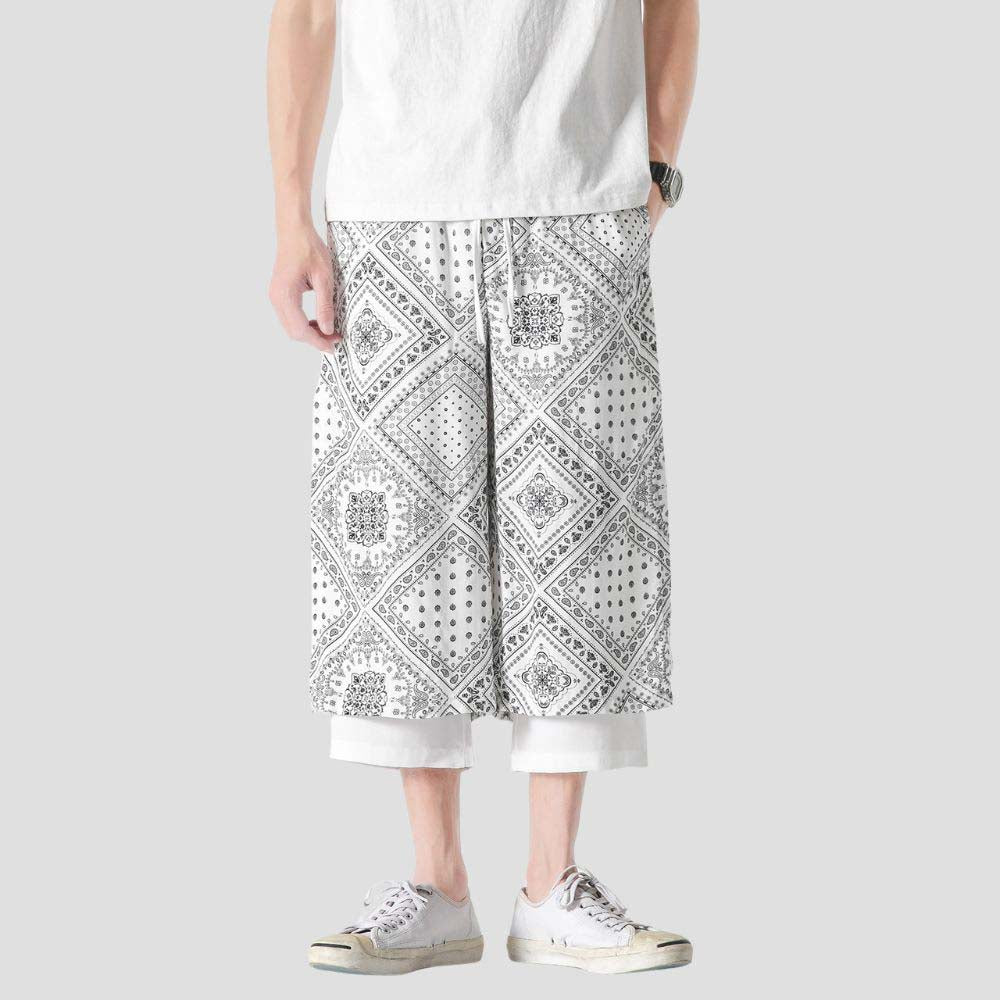 Intriguing floral pattern on hip-hop inspired shorts.