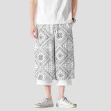 Intriguing floral pattern on hip-hop inspired shorts.