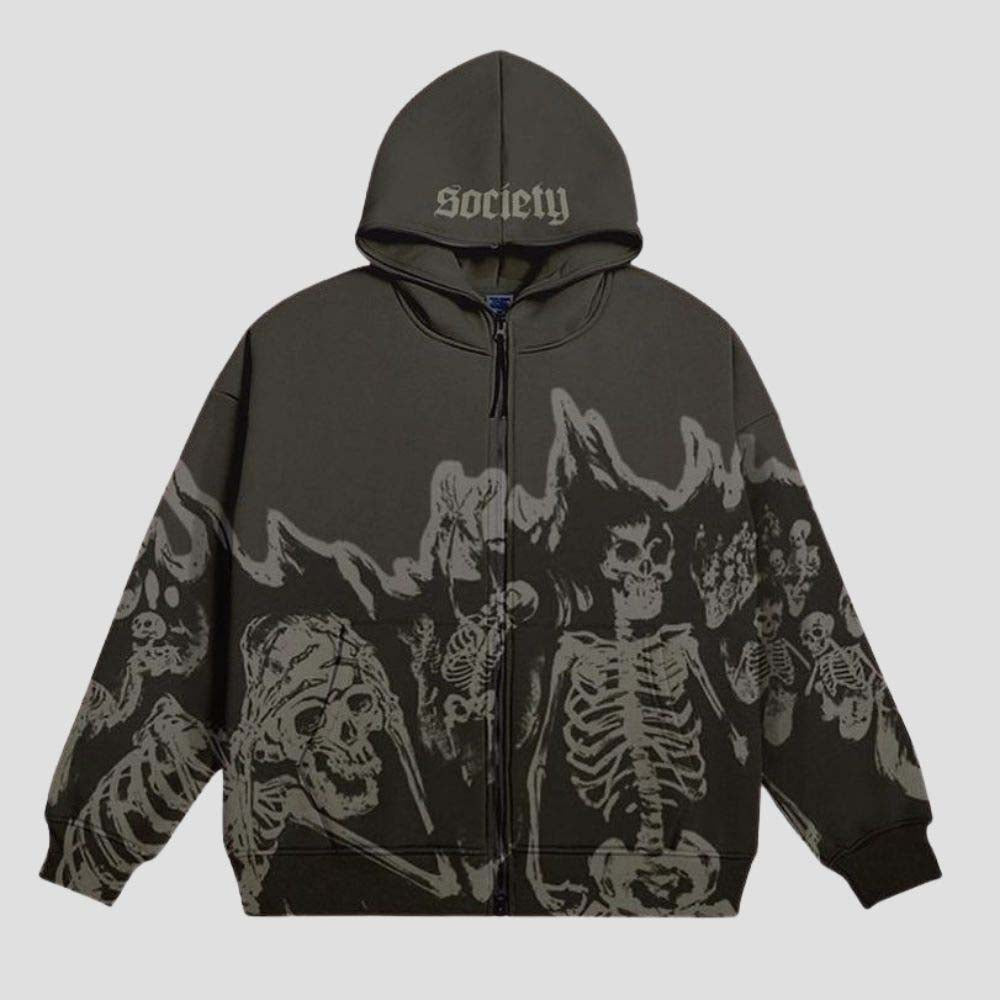 Gothic zip-up hoodie with long sleeves