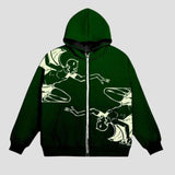 Bold flame skull print hoodie with gothic design