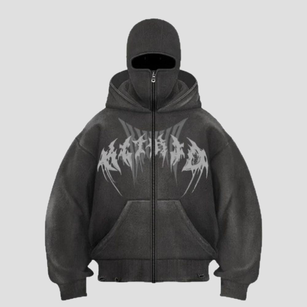 Gothic Letter Double Hood Hoodie