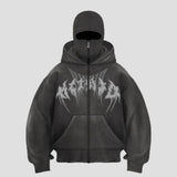 Gothic Letter Double Hood Hoodie