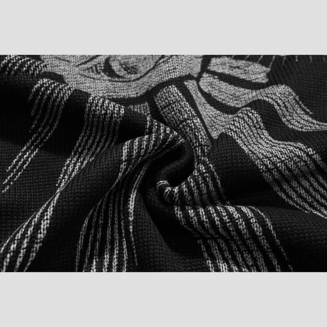 Gothic Skull Print Knitted Sweater
