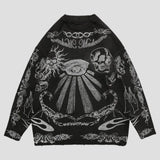 Gothic Skull Print Knitted Sweater