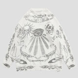 Gothic Skull Print Knitted Sweater