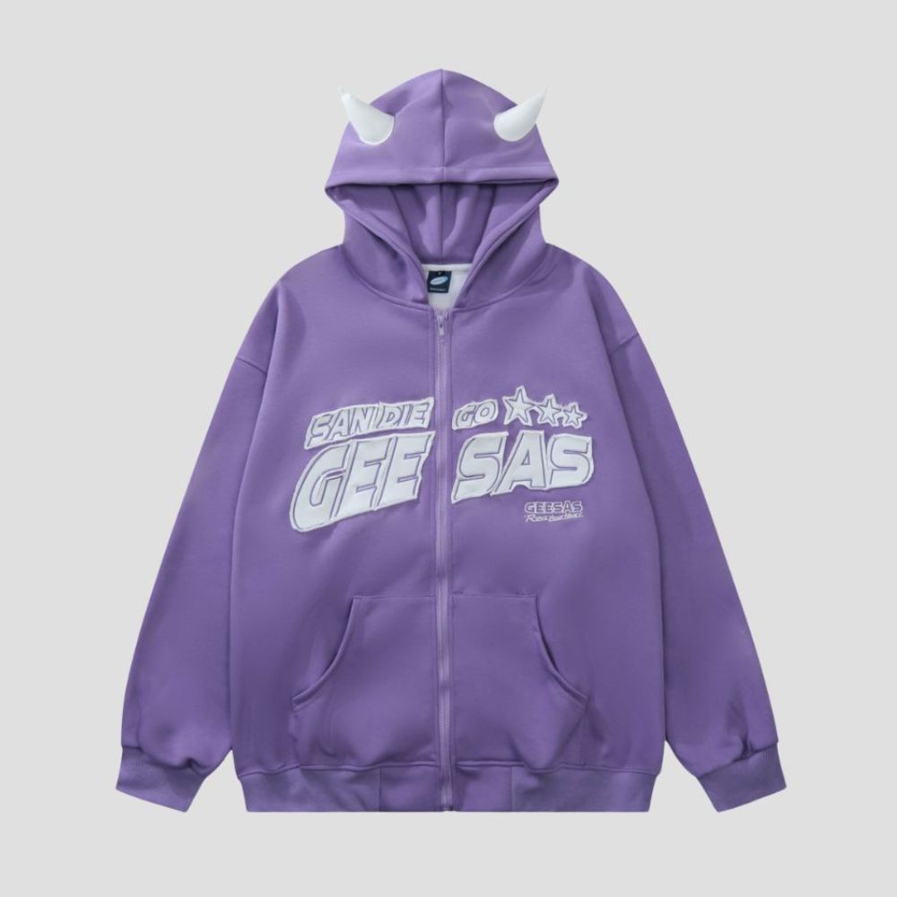 Gothic Horn Print Hoodie