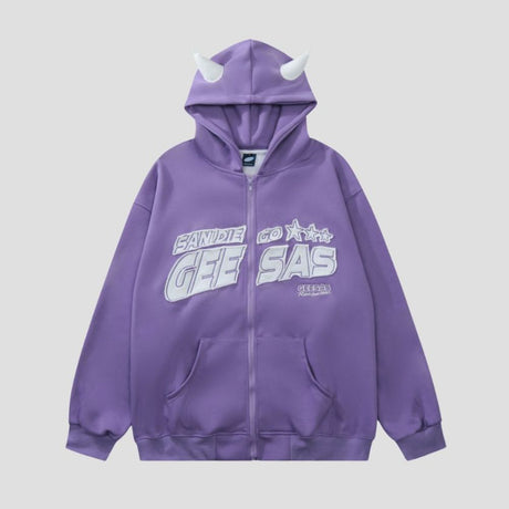 Gothic Horn Print Hoodie