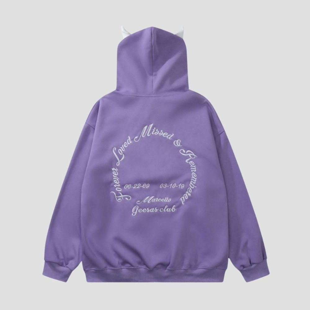 Gothic Horn Print Hoodie