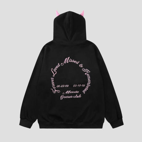 Gothic Horn Print Hoodie