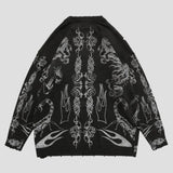 Gothic Skull Print Knitted Sweater