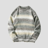 Gradient satin dye sweater with relaxed casual fit design.
