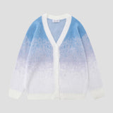 Gradient faux fur sweater with a stylish cardigan design
