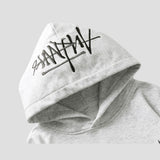 Sleeve of the Hand-Drawn Letter Hoodie, featuring the hand-drawn letter design and elastic cuffs.