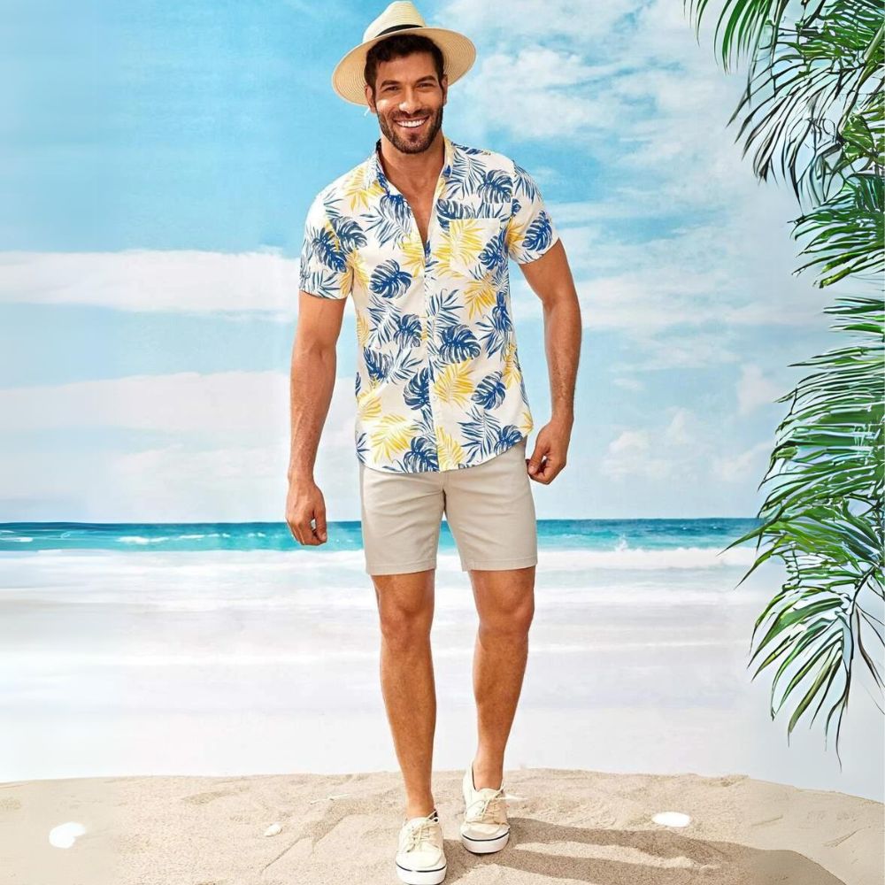 Camisa hawaiana de manga corta