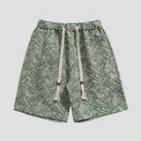 Tropical plant fiber texture shorts