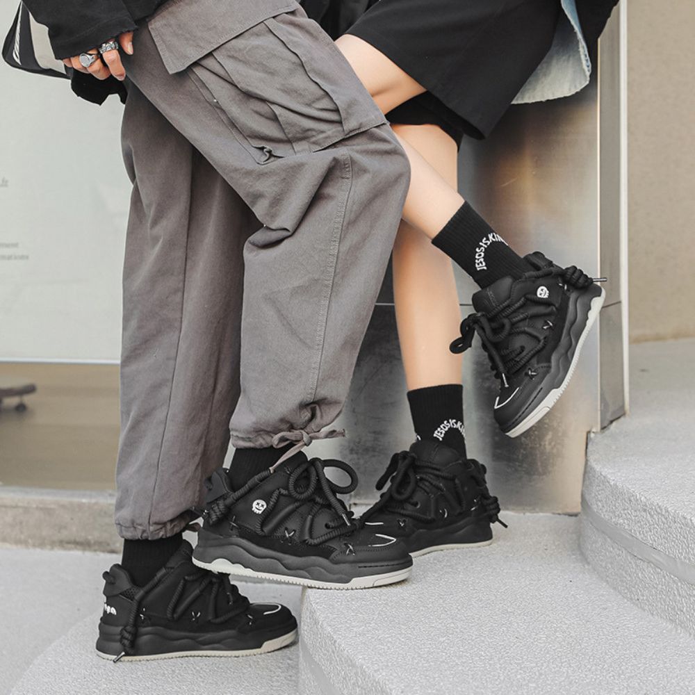  Lifestyle shot of High Street Platform Loafers paired with trendy outfits