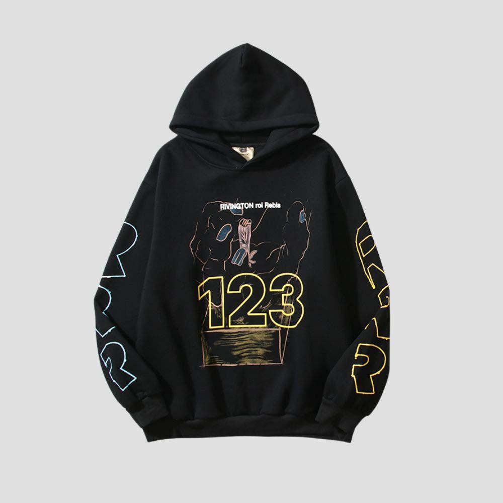 Hip-hop inspired hoodie with a hood for added style.