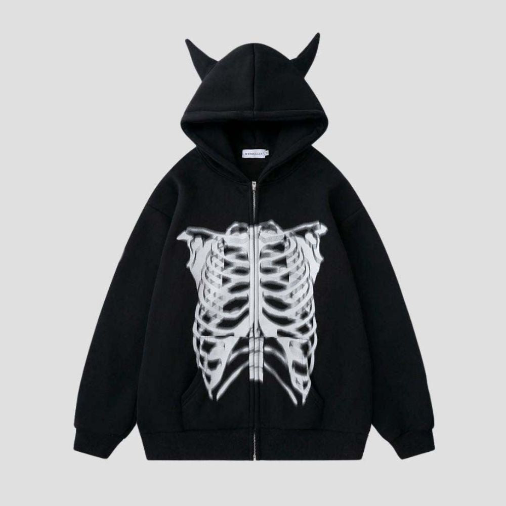 Hoodie with Horn Decorations