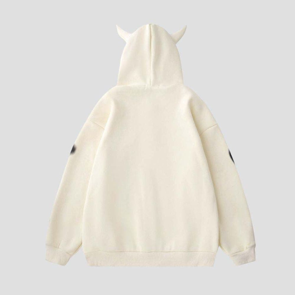 Hoodie with Horn Decorations