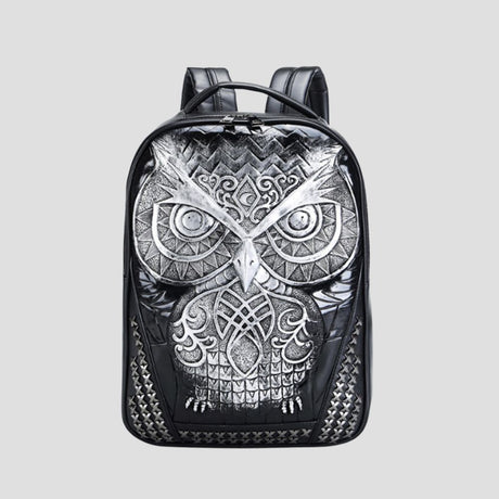 Hip-hop backpack with cat owl decoration and large capacity.