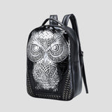 Hip-hop inspired backpack with cat owl, phone pocket, and organizer.