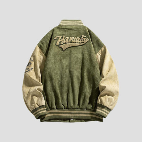 Back view of the Letter Print Baseball Jacket