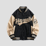 Front view of Letter Print Baseball Jacket