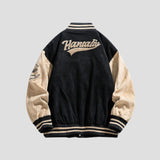 Back view of the Letter Print Baseball Jacket