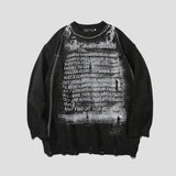 Front view of Letter Print Sweater showcasing bold letter design