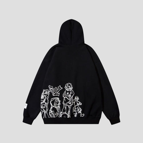 Back view of Line Art Character Printed Sweatshirt