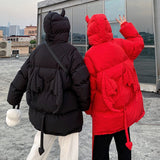 odel wearing Little Devil Doll Cotton Jacket, back view